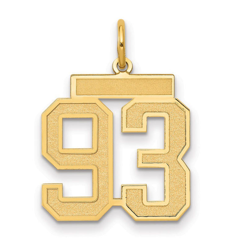 14k Medium Satin Number 93 Charm