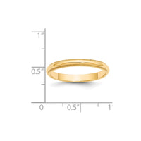 14KY 3mm Milgrain Half Round Band Size 10