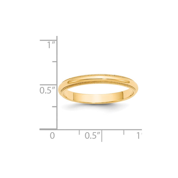 14KY 3mm Milgrain Half Round Band Size 9