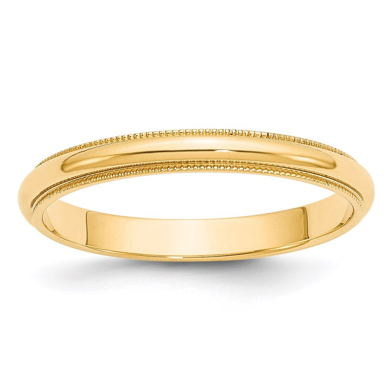 14KY 3mm Milgrain Half Round Band Size 12