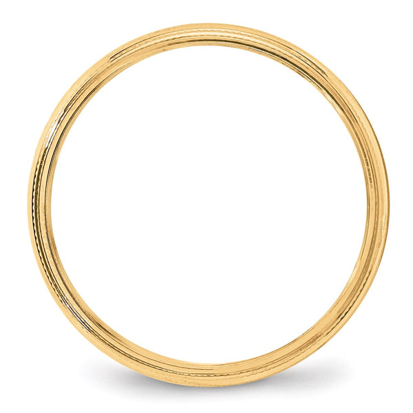 14KY 4mm Milgrain Half Round Band Size 10