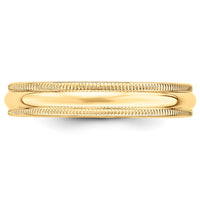 14KY 4mm Milgrain Half Round Band Size 7