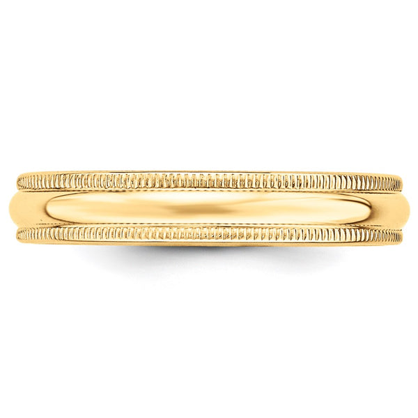 14KY 4mm Milgrain Half Round Band Size 8