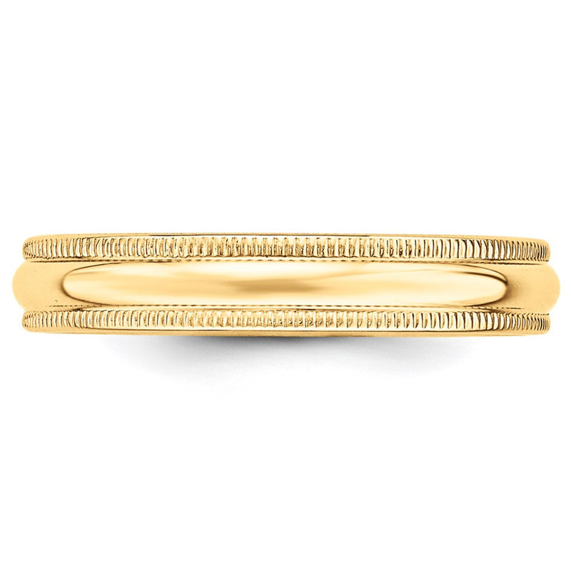 14KY 4mm Milgrain Half Round Band Size 8