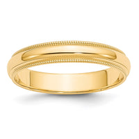 14KY 4mm Milgrain Half Round Band Size 6