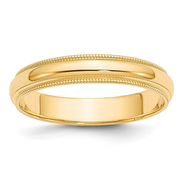 14KY 4mm Milgrain Half Round Band Size 6