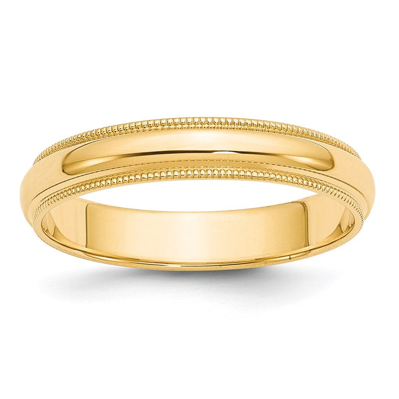14KY 4mm Milgrain Half Round Band Size 6