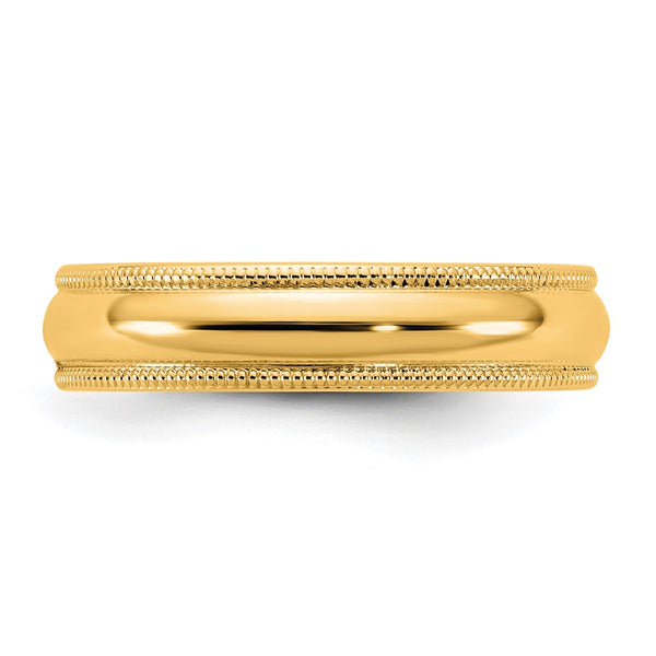 14KY 4.5mm Milgrain Half Round Band Size 14