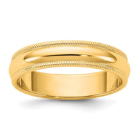 14KY 4.5mm Milgrain Half Round Band Size 12
