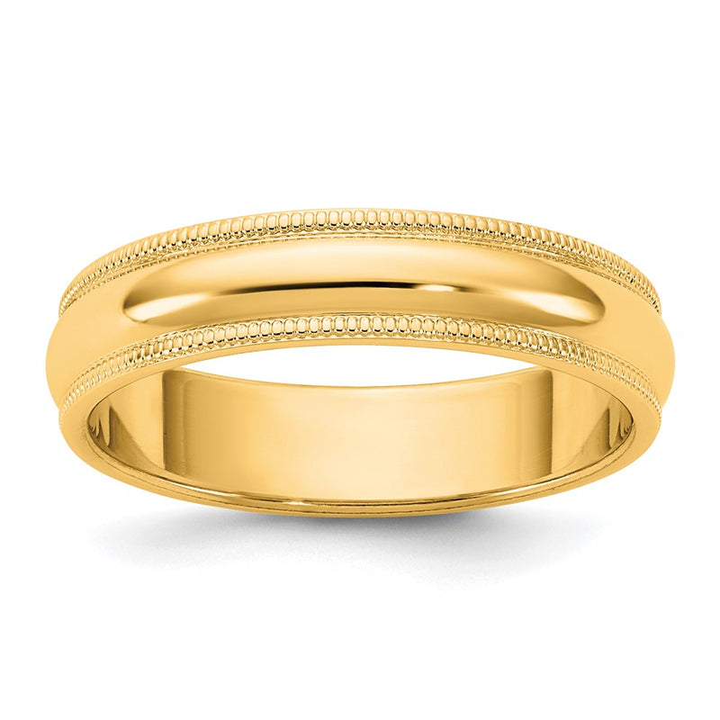 14KY 4.5mm Milgrain Half Round Band Size 12