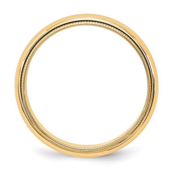 14KY 5mm Milgrain Half Round Band Size 6