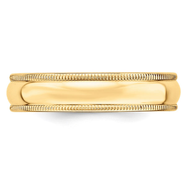 14KY 5mm Milgrain Half Round Band Size 11