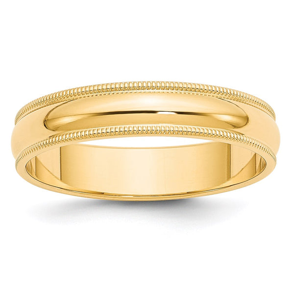 14KY 5mm Milgrain Half Round Band Size 6