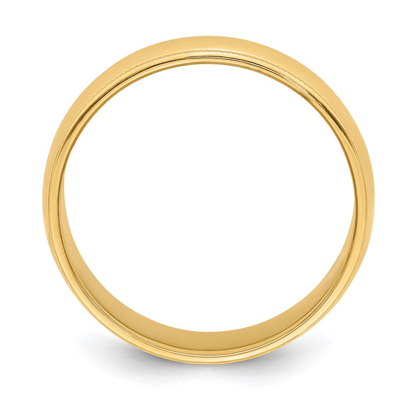 14KY 6mm Milgrain Half Round Band Size 11