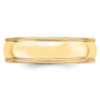 14KY 6mm Milgrain Half Round Band Size 12