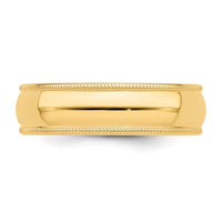 14KY 6mm Milgrain Half Round Band Size 11