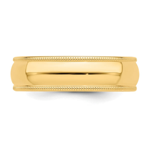 14KY 6mm Milgrain Half Round Band Size 11