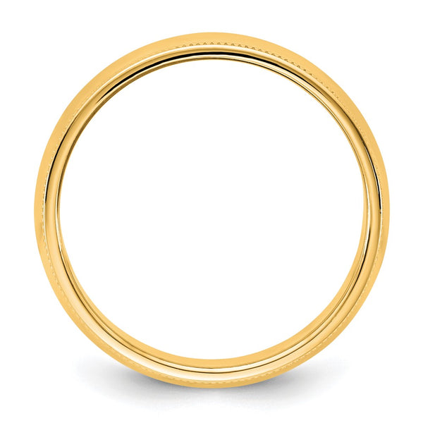 14KY 6.5mm Milgrain Half Round Band Size 13