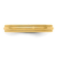 14KY 3mm Milgrain Comfort Fit Band Size 4