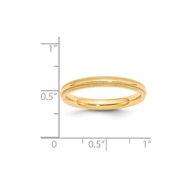 14KY 3mm Milgrain Comfort Fit Band Size 4