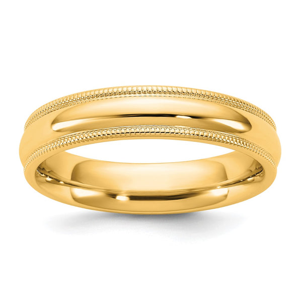 14KY 4.5mm Milgrain Comfort Fit Band Size 10.5