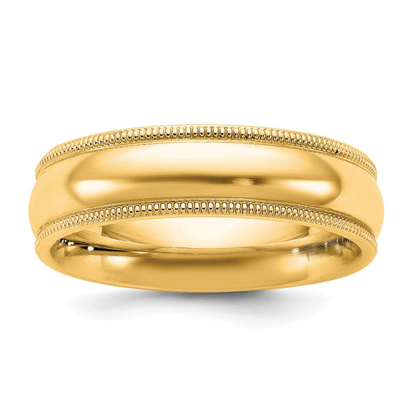 14KY 5.5mm Milgrain Comfort Fit Band Size 10