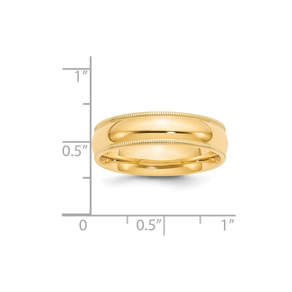 14KY 6mm Milgrain Comfort Fit Band Size 7