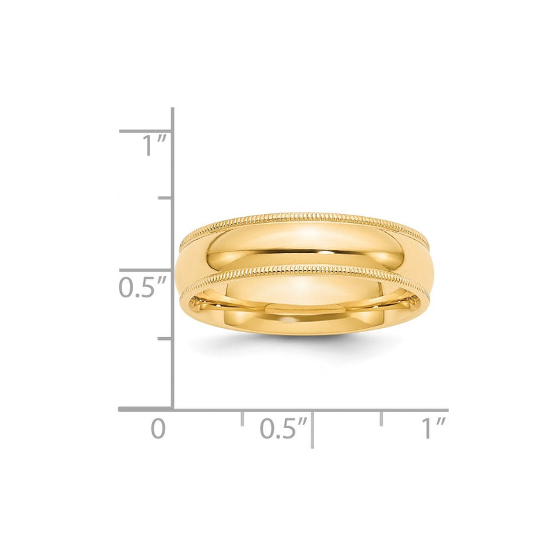 14KY 6mm Milgrain Comfort Fit Band Size 7