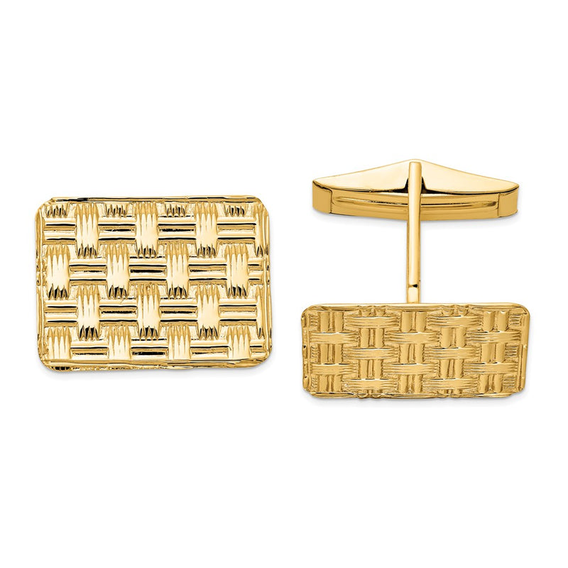 14k Men's Basketweave Textured Cuff Links