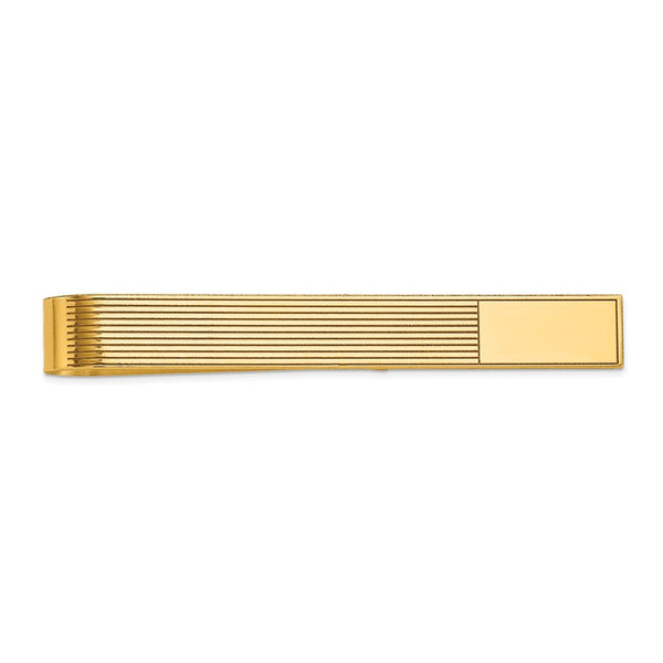 14k Men's Grooved Engravable Tie Bar