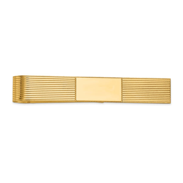14k Men's Grooved Engravable Tie Bar