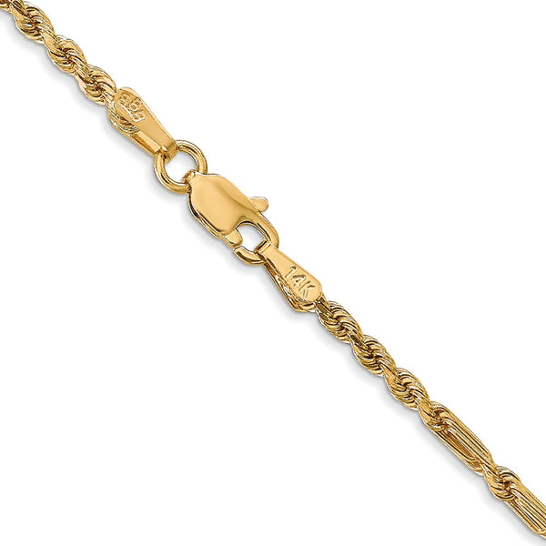 14k 2.25mm D/C Milano Rope Chain