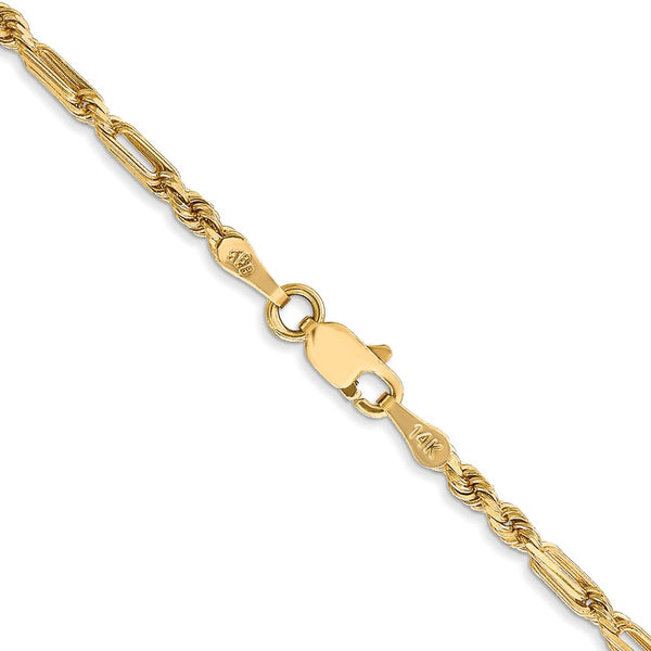 14k 2.5mm D/C Milano Rope Chain