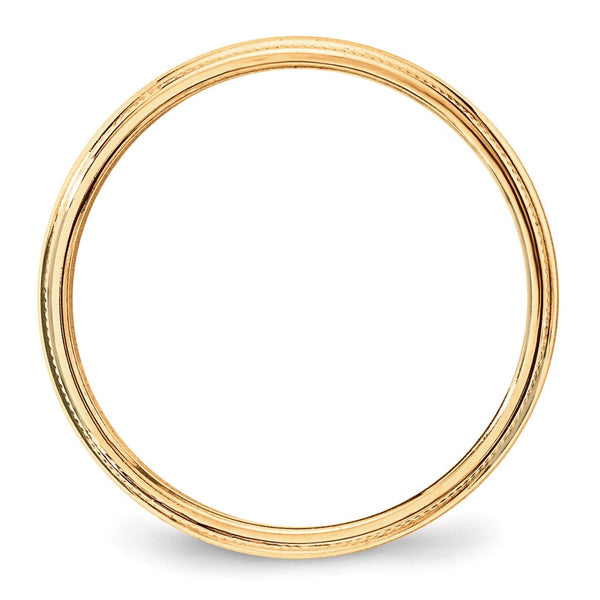 14KY 3mm LTW Milgrain Half Round Band Size 10.5