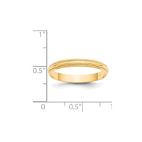 14KY 3mm LTW Milgrain Half Round Band Size 10.5