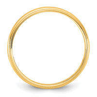 14KY 3.5mm LTW Milgrain Half Round Band Size 13