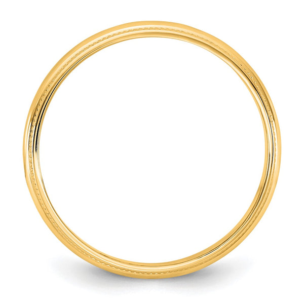 14KY 3.5mm LTW Milgrain Half Round Band Size 13