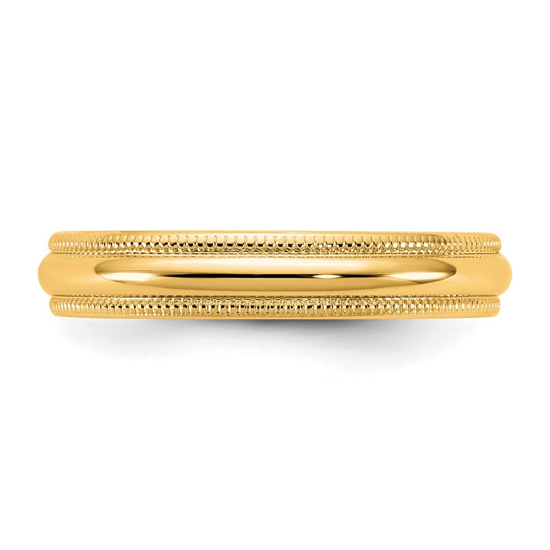 14KY 3.5mm LTW Milgrain Half Round Band Size 10.5