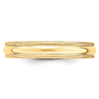 14KY 4mm LTW Milgrain Half Round Band Size 11