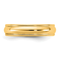 14KY 4.5mm LTW Milgrain Half Round Band Size 4.5