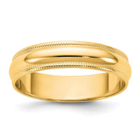 14KY 4.5mm LTW Milgrain Half Round Band Size 4.5