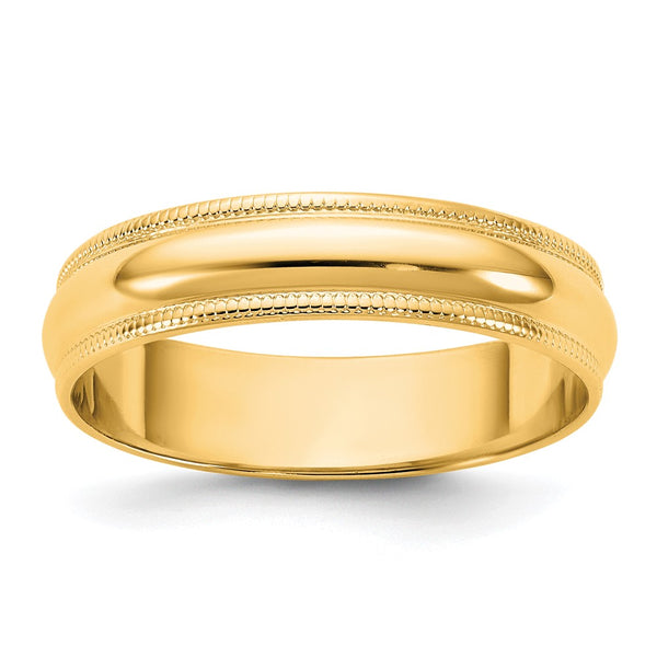 14KY 4.5mm LTW Milgrain Half Round Band Size 4.5