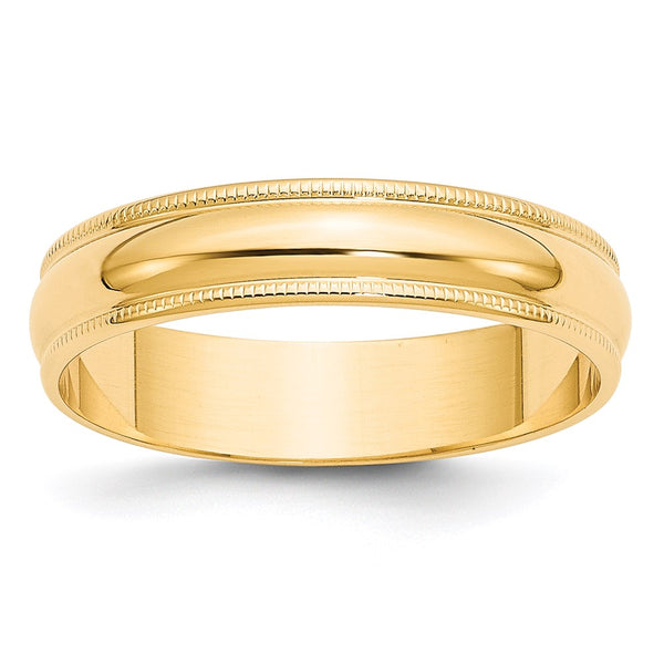 14KY 5mm LTW Milgrain Half Round Band Size 11.5