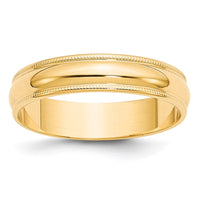 14KY 5mm LTW Milgrain Half Round Band Size 7.5