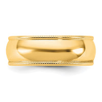 14KY 6.5mm LTW Milgrain Half Round Band Size 11.5