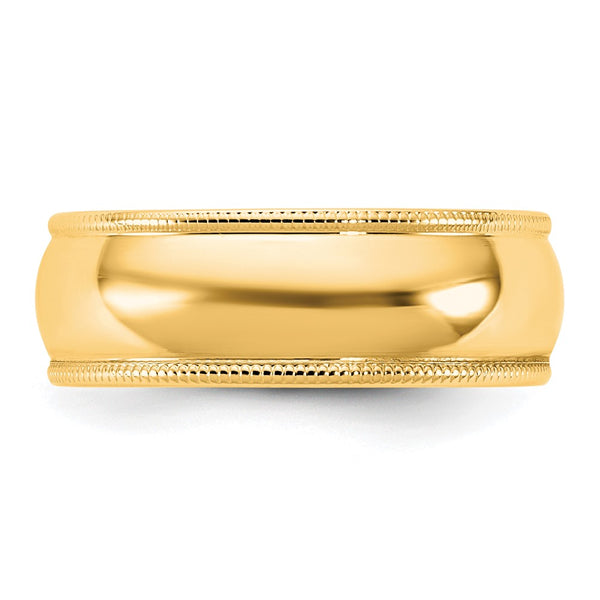 14KY 6.5mm LTW Milgrain Half Round Band Size 11.5