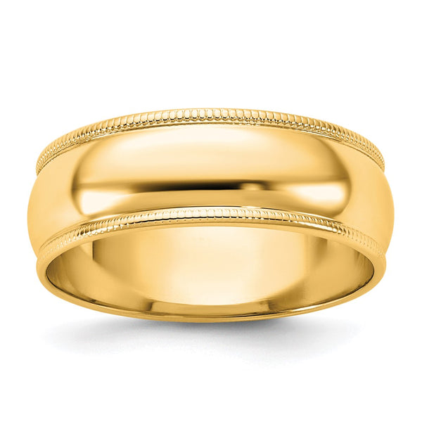 14KY 6.5mm LTW Milgrain Half Round Band Size 11.5
