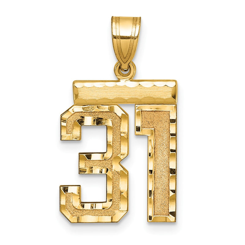 14k Medium Diamond-cut Number 31 Charm