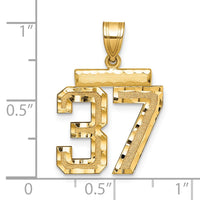 14k Medium Diamond-cut Number 37 Charm