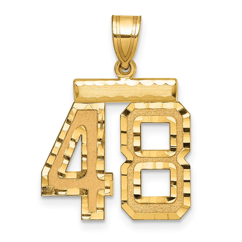 14k Medium Diamond-cut Number 48 Charm